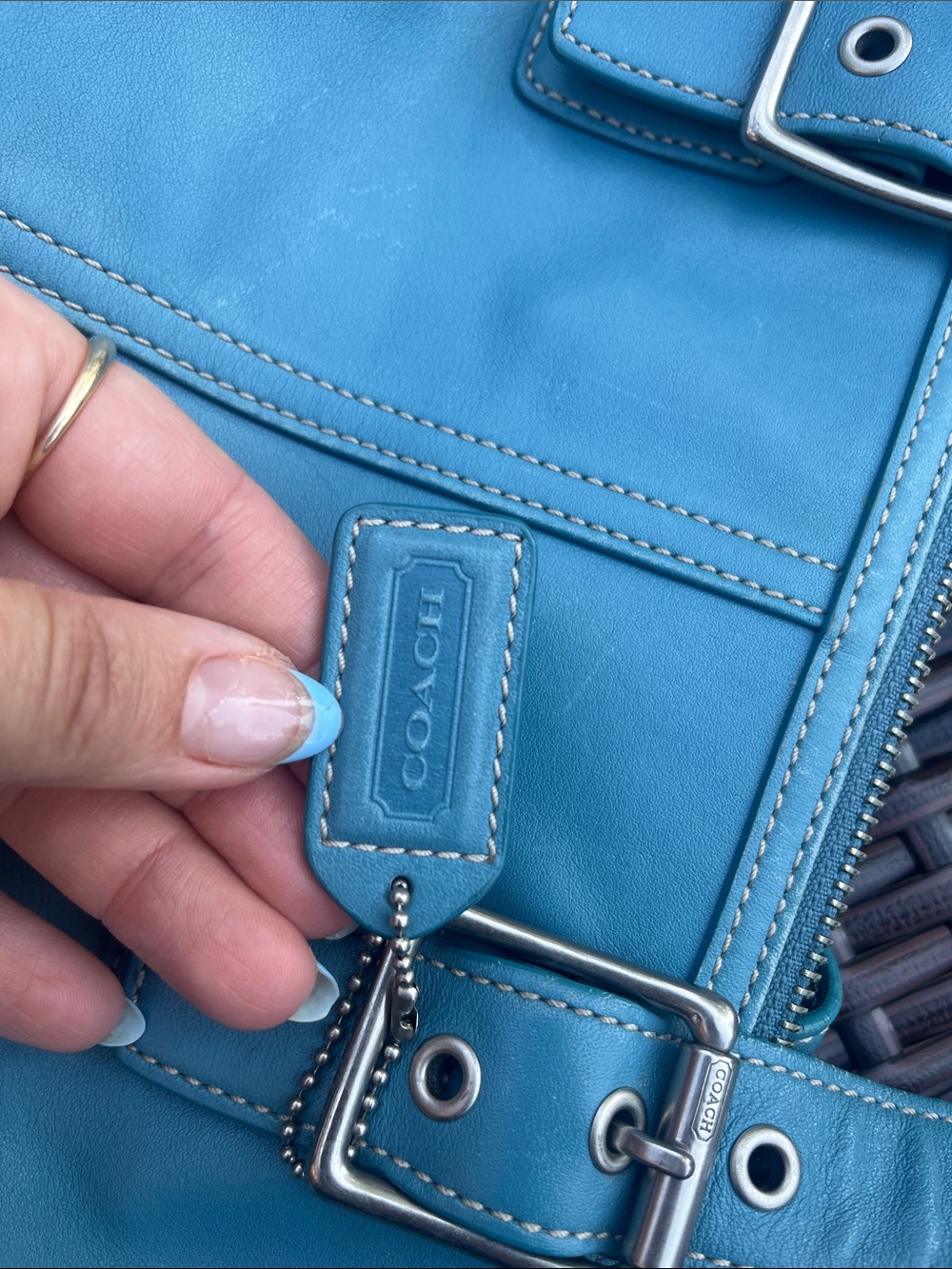 Coach Leather Shoulder Tote Bag - Picture 12 of 16